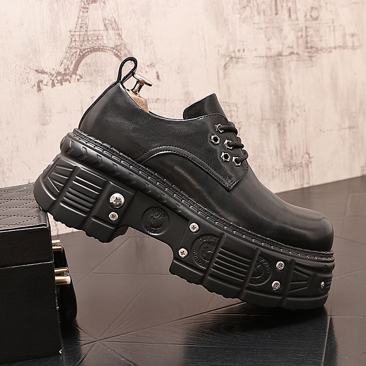 Mr Ozera - Derby-schoenen met studs, veterschoenen en plateauzool en dikke hak