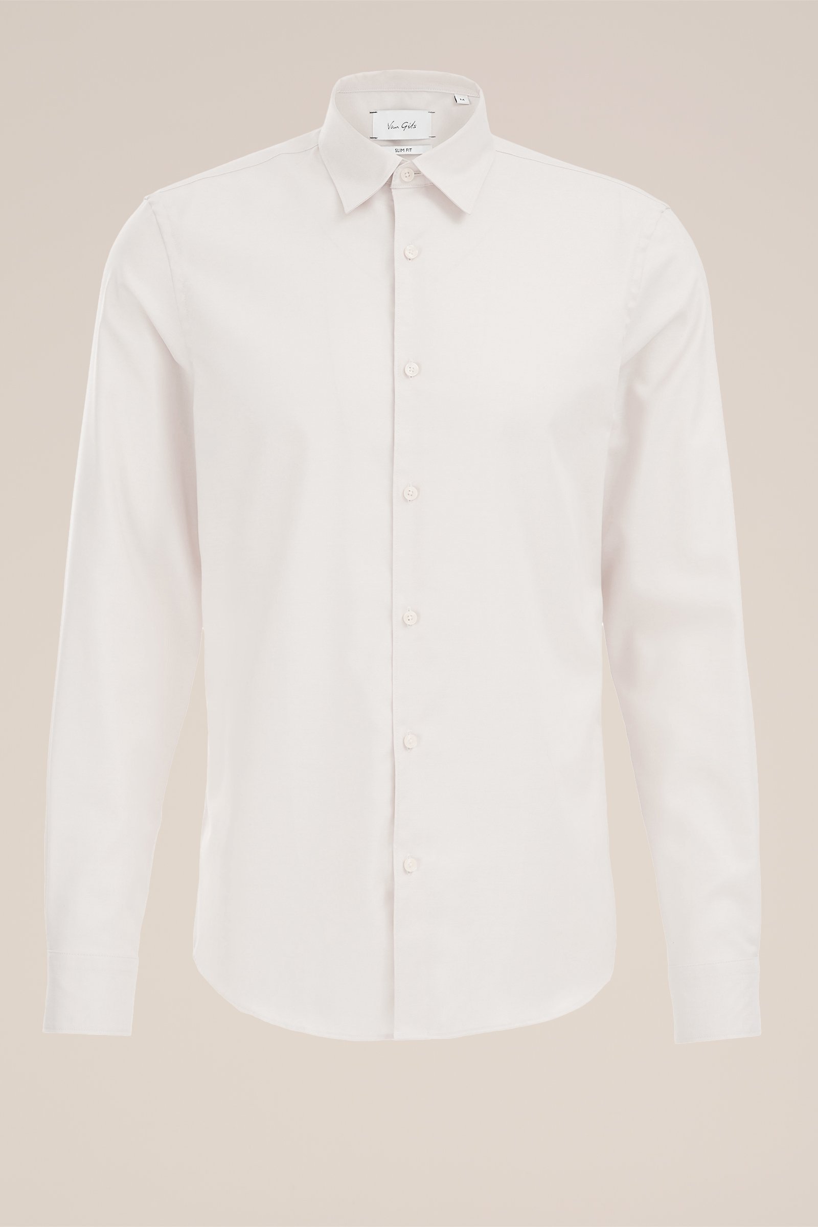 katoenen twill overhemd met stretch Van Gils Gebroken wit