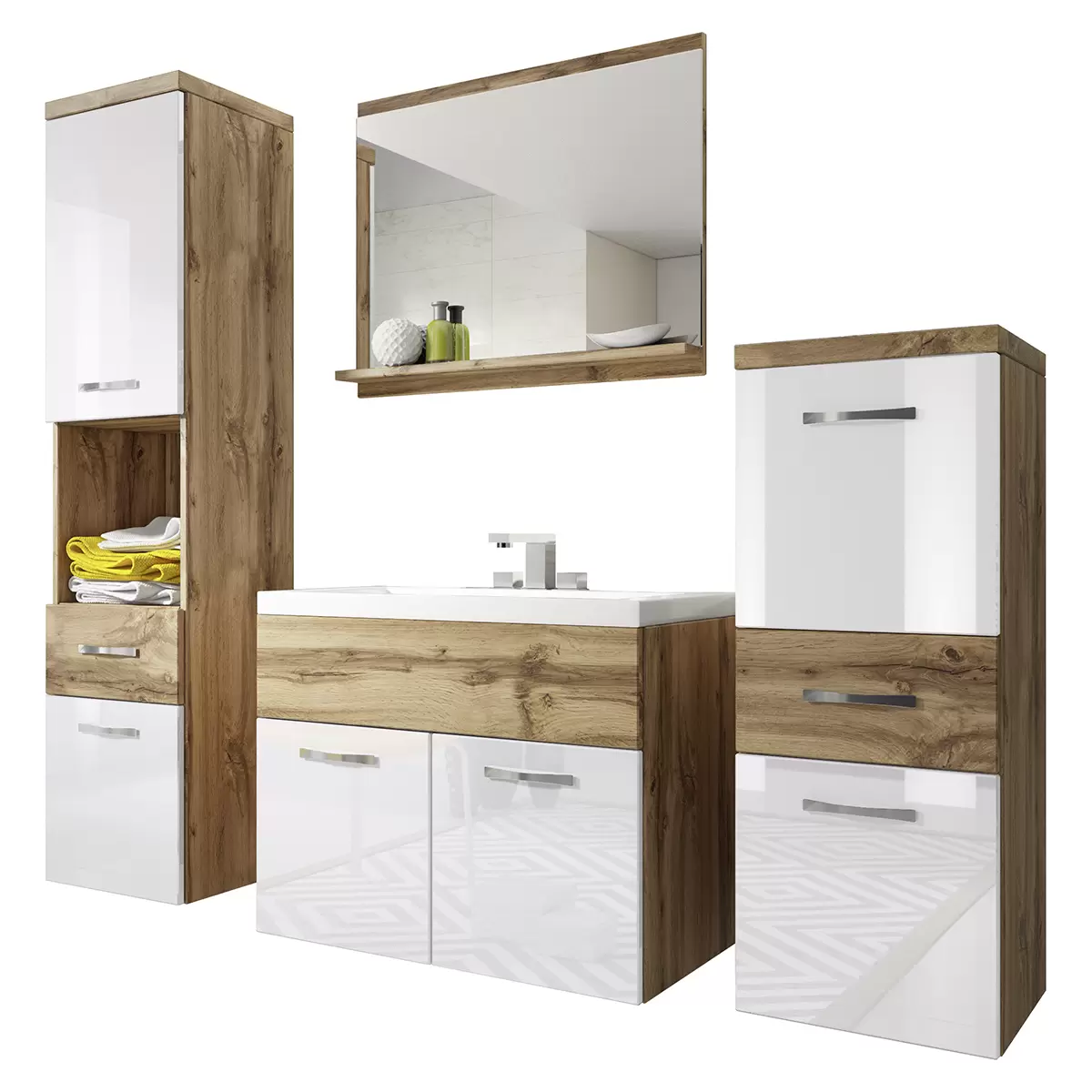 Badezimmer Alba Eiche,weiss
