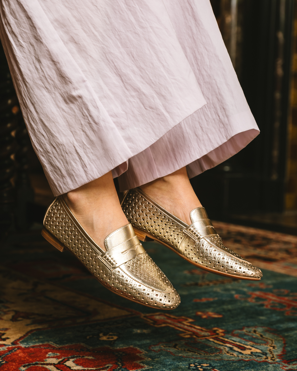 Di Lauro Toska Goud Damesloafers