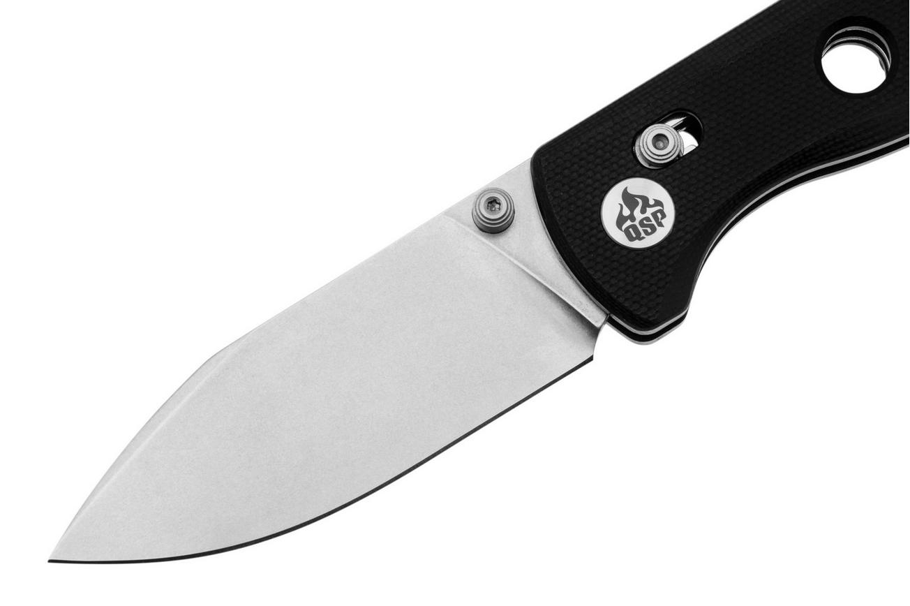 QSP Knife Canary Glyde 150GL-A1 Stonewashed 14C28N, Black G10, zakmes