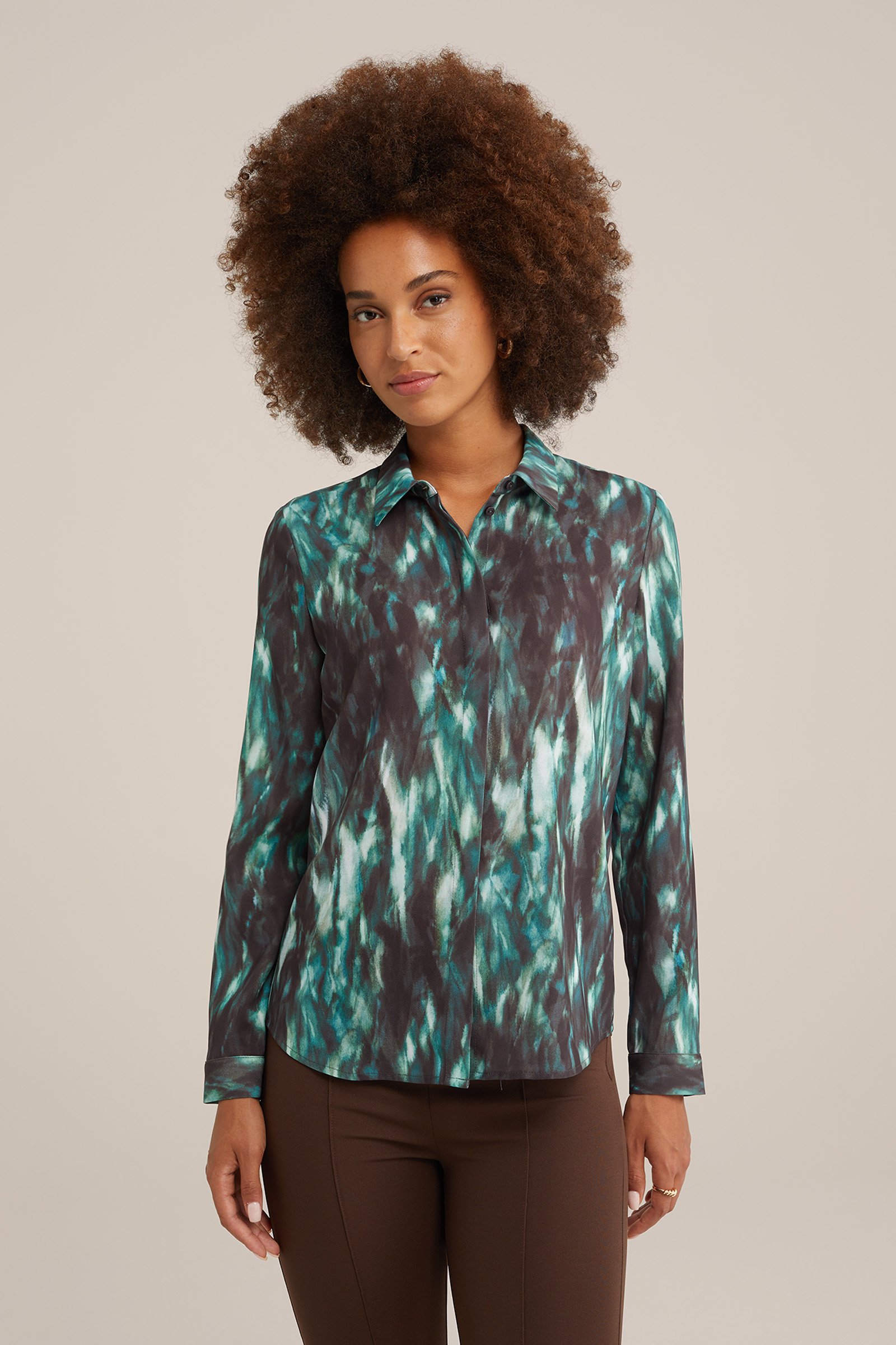 blouse met fijne structuur WE Fashion Felgroen