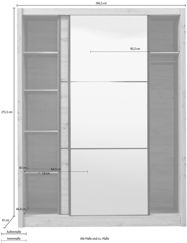 INOSIGN Schwebetürenschrank »Navara Kleiderschrank mit Spiegel Wäscheschrank Garderobe« mit grosszügiger Innenausstattung, FSC®-zertifiziert, in 3 Breiten