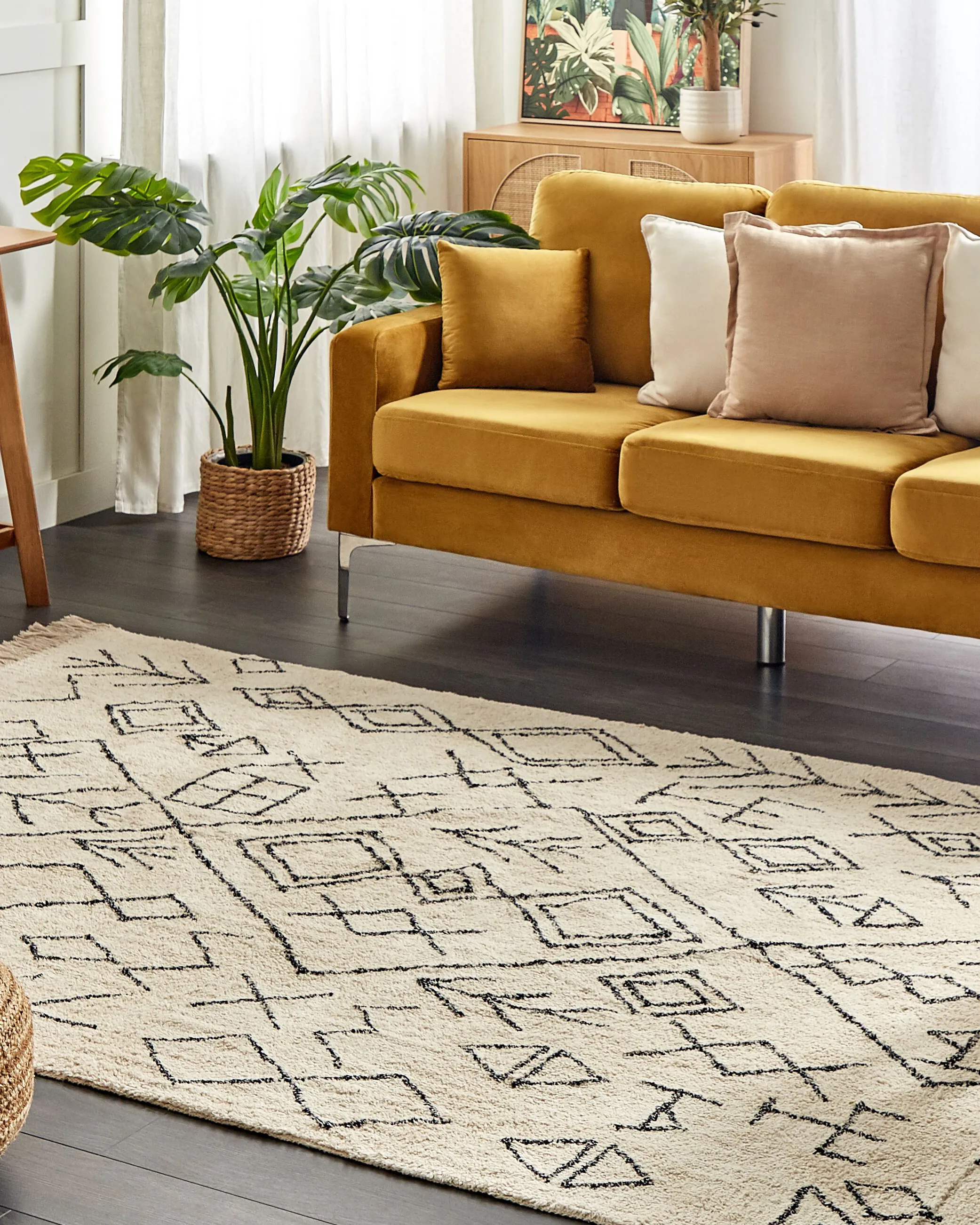 Vloerkleed SOMEK Beige 160 x 230 cm Katoen