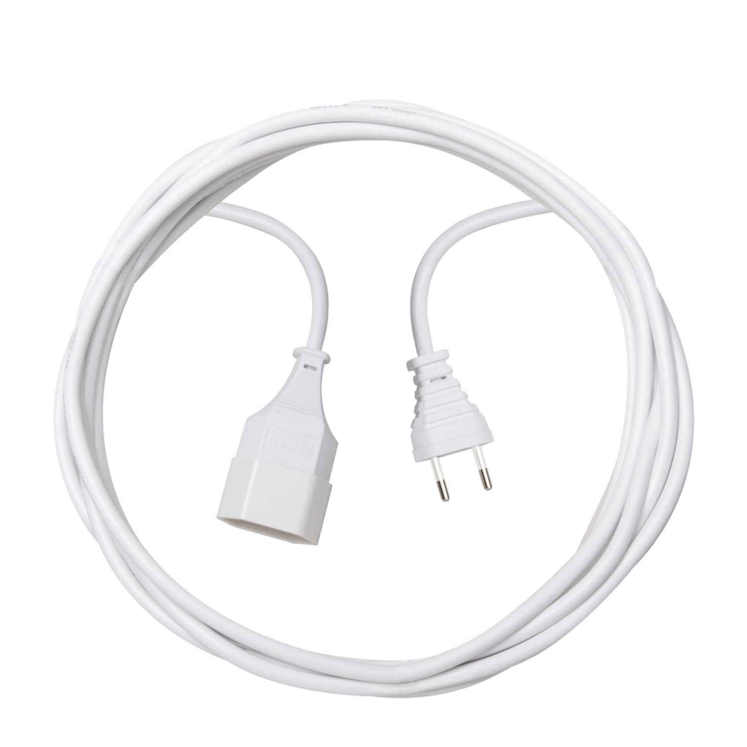 (3m) H05VV-F Verlängerungs-/ Anschlusskabel mit 2-poligem Stecker und CH-Kupplung T11-T13 (1160382) (IP20) - Weiss