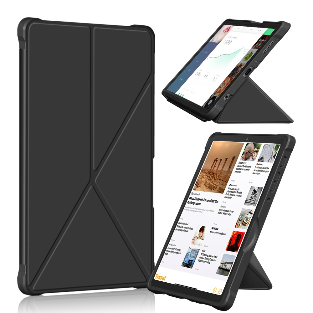 Samsung Galaxy Tab A7 Lite Leder Tasche Smart Cover Origami Flip Case - Schwarz