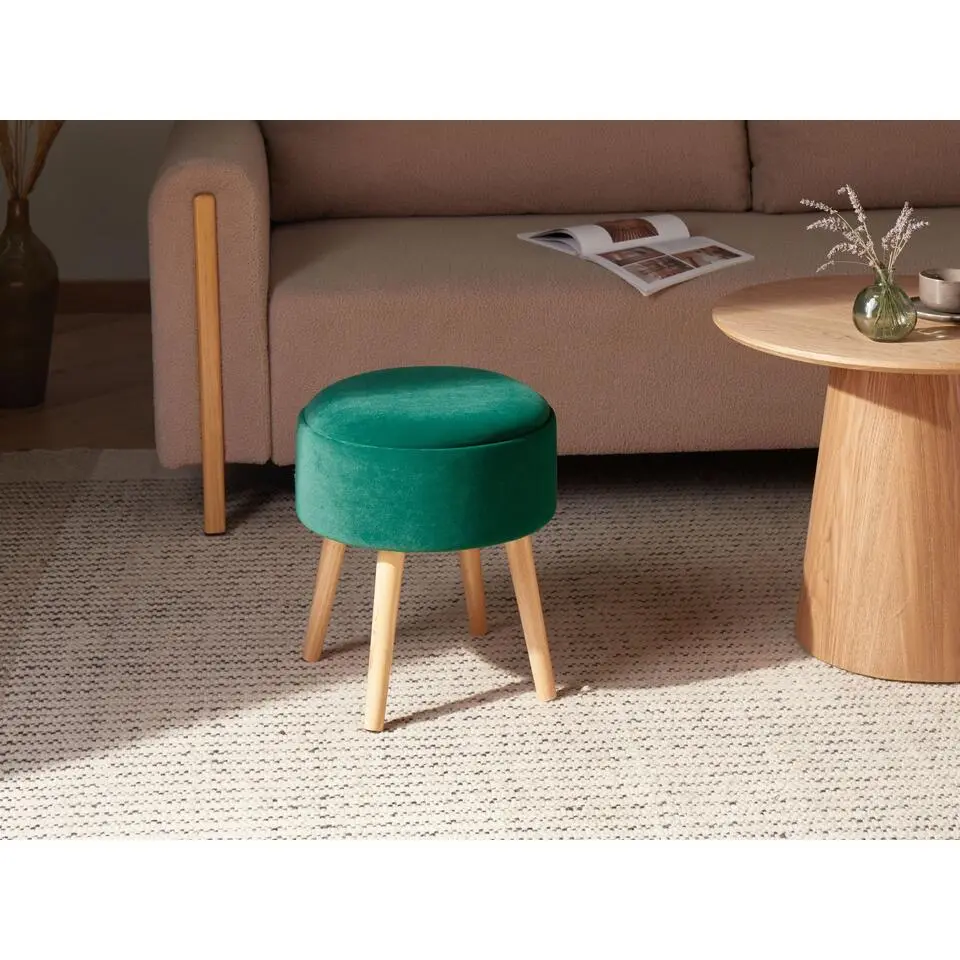 NEELY - Hocker met opbergruimte - Smaragdgroen - Fluweel