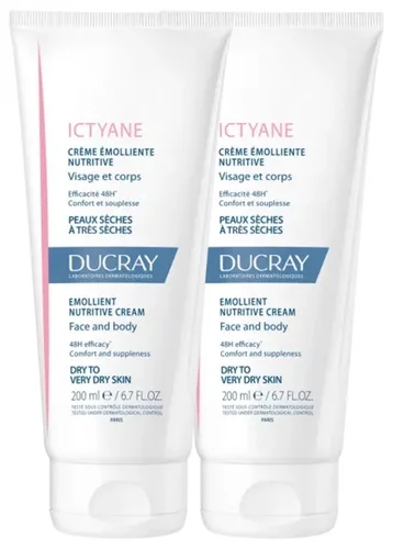 Ictyane Crème Émolliente Nutritive Visage et Corps - Lot de 2x200ml