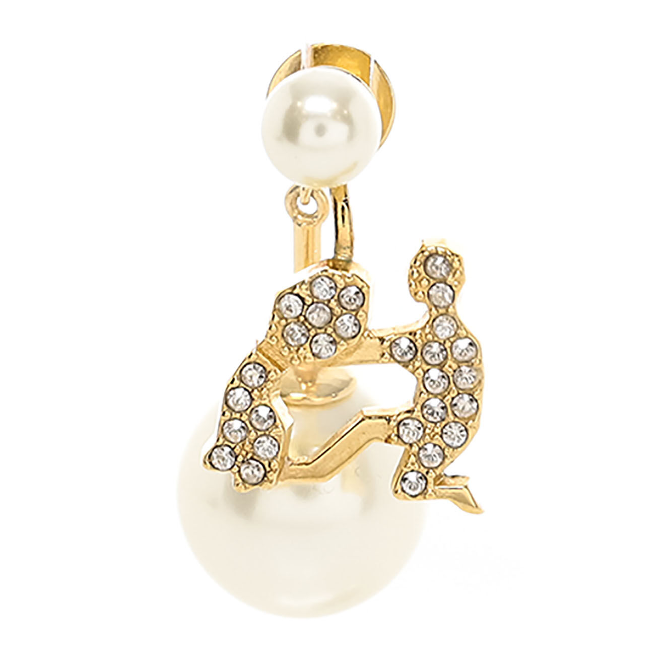 Dior Mono boucle d'oreille Aquarus Strass et Perles doré - Neuf sans étiquette