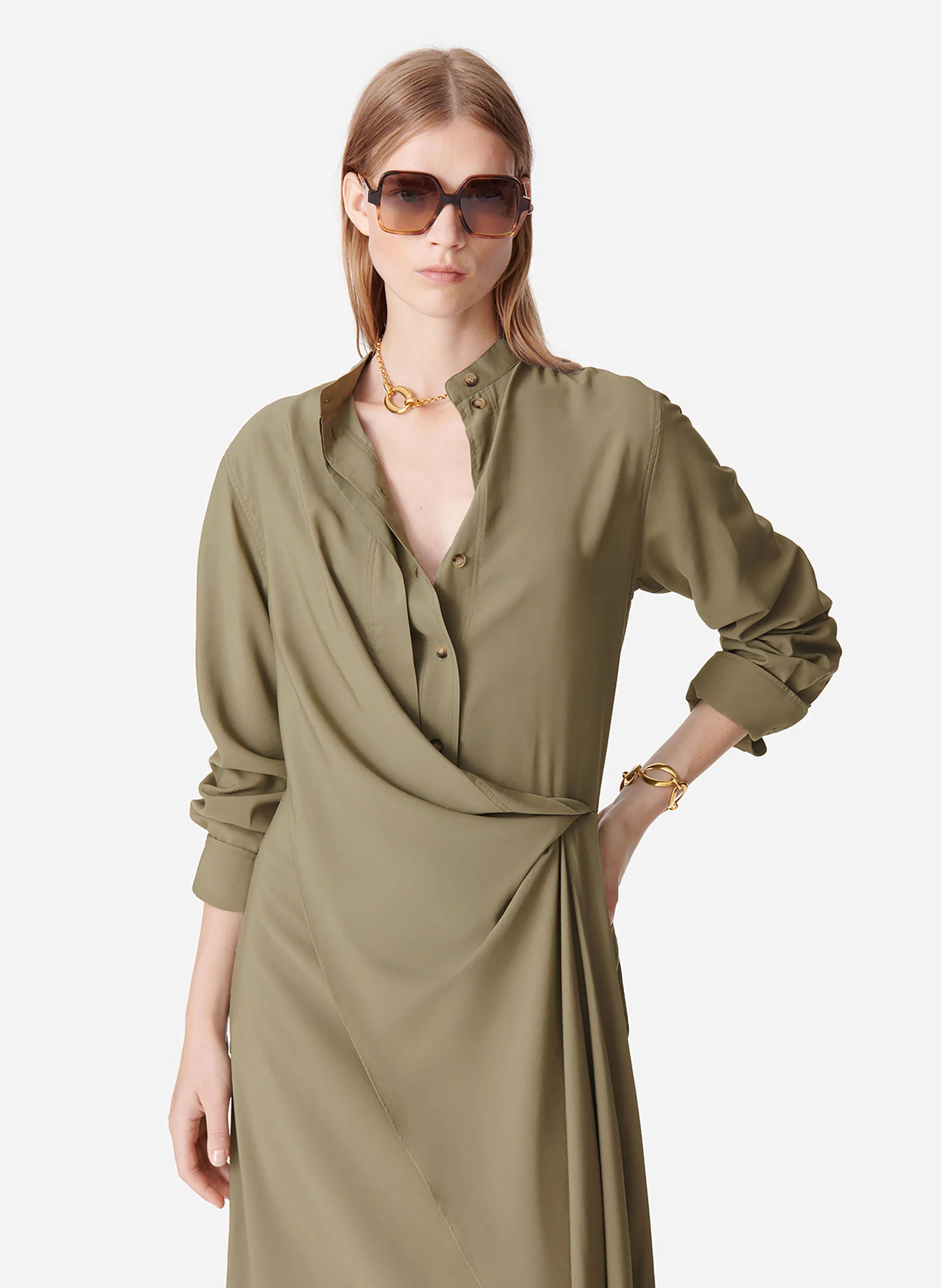 DOLMEN - Robe longue à col rond | Vert