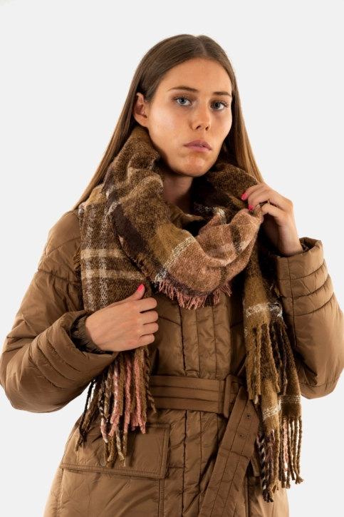 echarpe barbour tartan boucle scarf br91 chocolate tartan