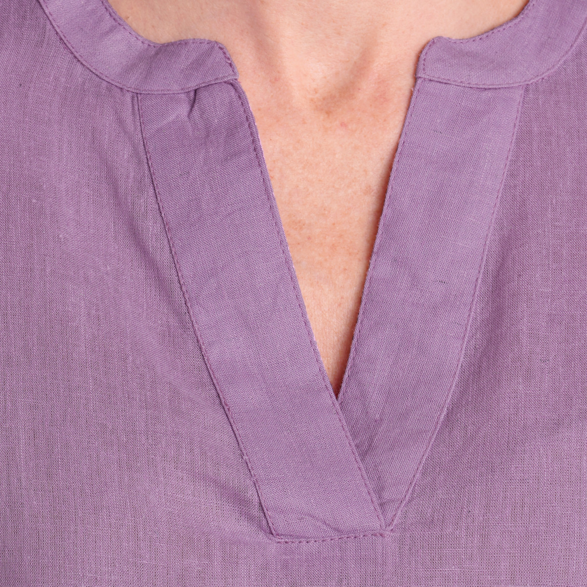 Gina Benotti Damen Leinen-Bluse mit kurzem Stehkragen helllila