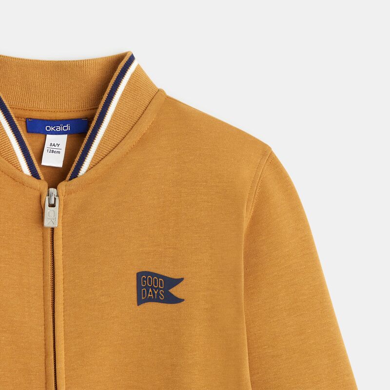 Sweat-shirt zippé façon teddy marron garçon