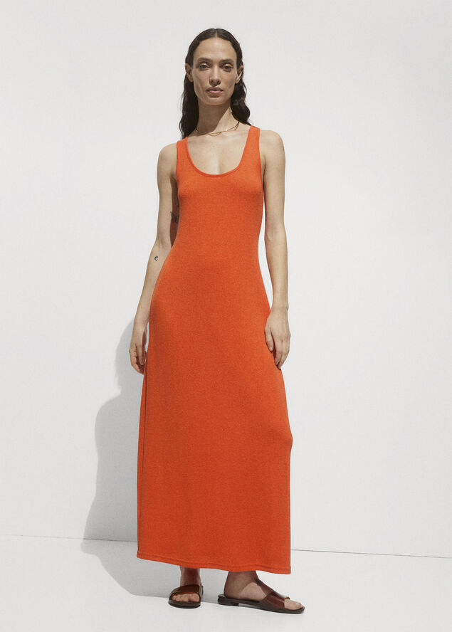 MANGO Cross-back knitted dress Orange