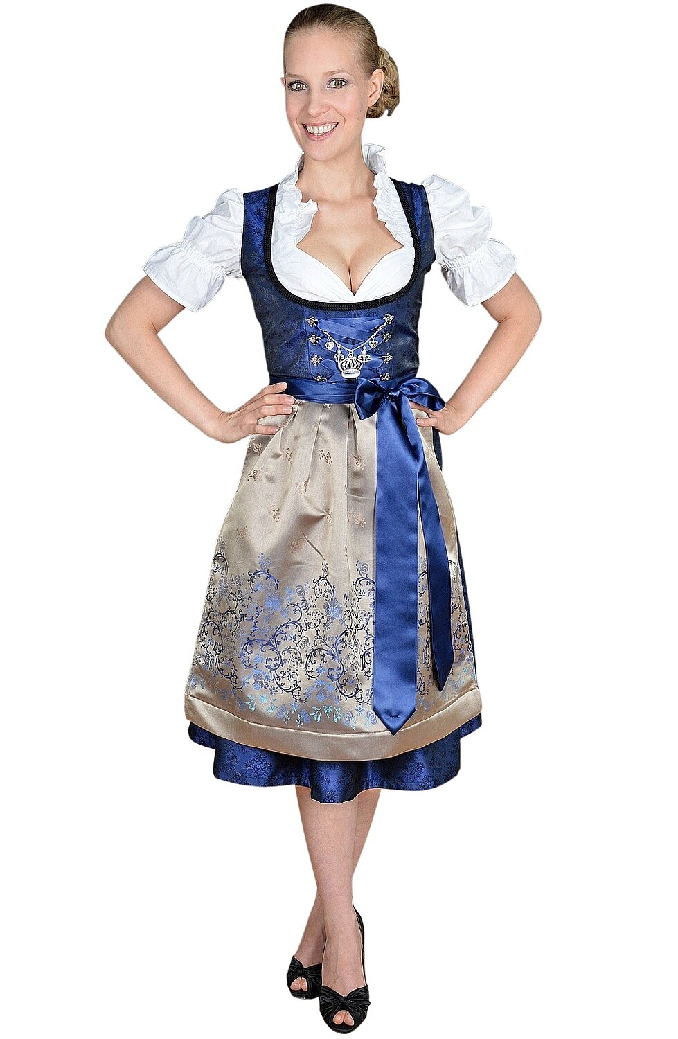 Midi Dirndl 2-teilig Royalblau