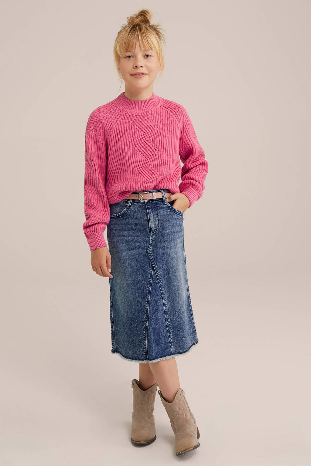 WE Fashion gebreide trui roze
