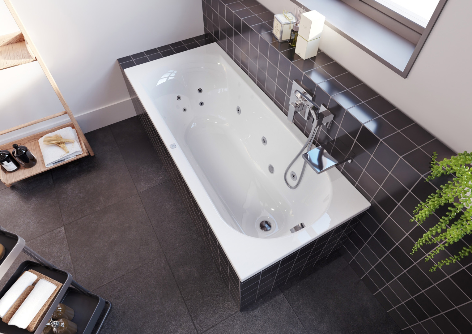 Riho Miami bubbelbad 180x80cm rechts wit glans met 6   4   2 hydrojets