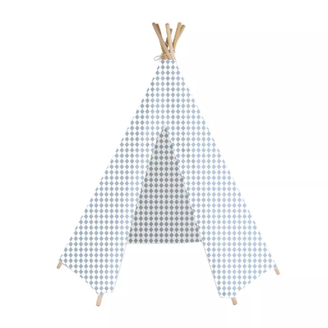 Tipi enfant bois et tissu (H160 cm) Dameo Bleu