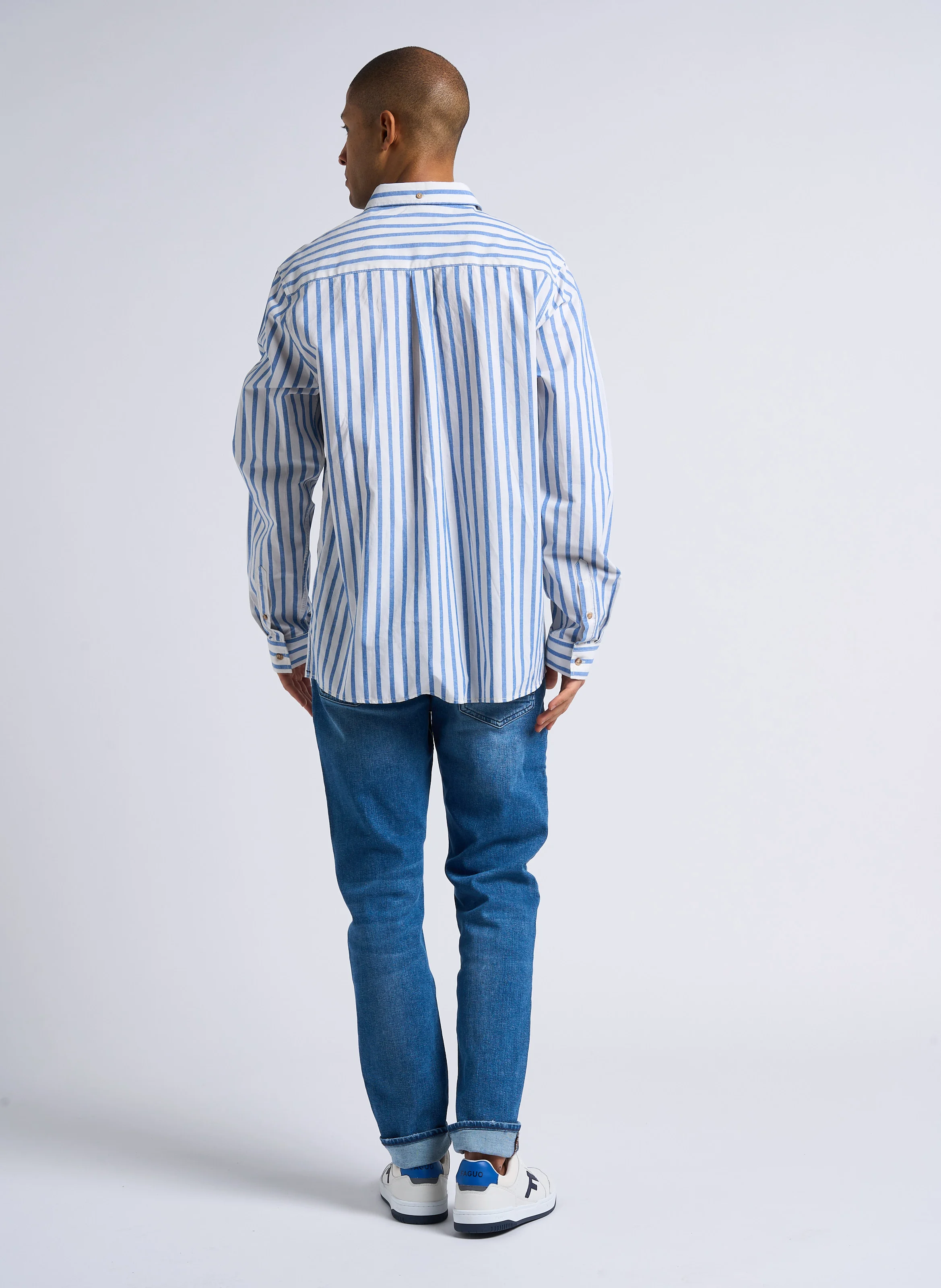 Jean tapered en coton mélangé | Bleu