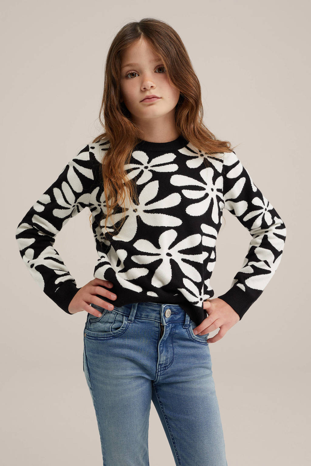 WE Fashion gebreide trui zwart