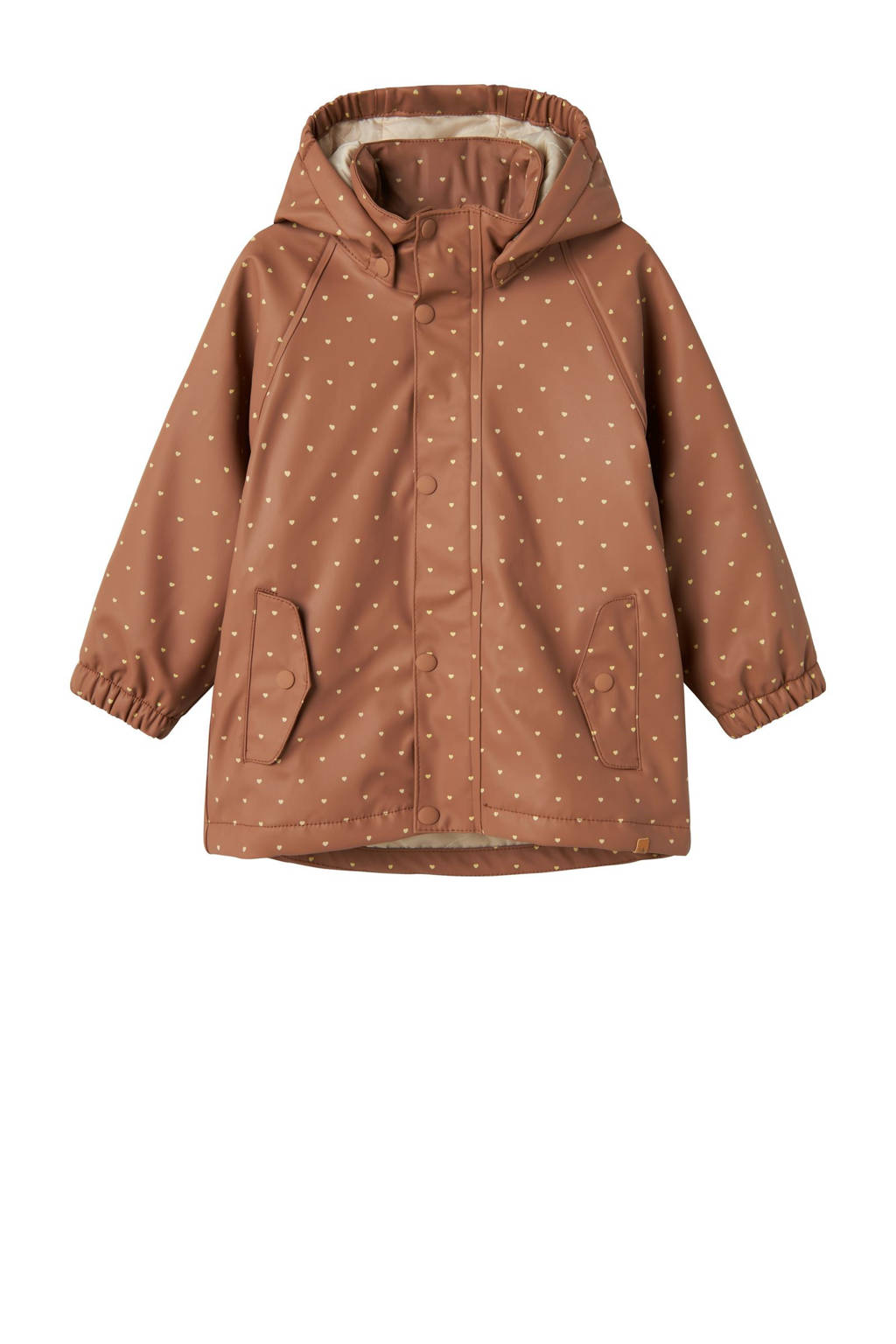 LIL' ATELIER regenjas NMFLADRY10 met all over print roestbruin