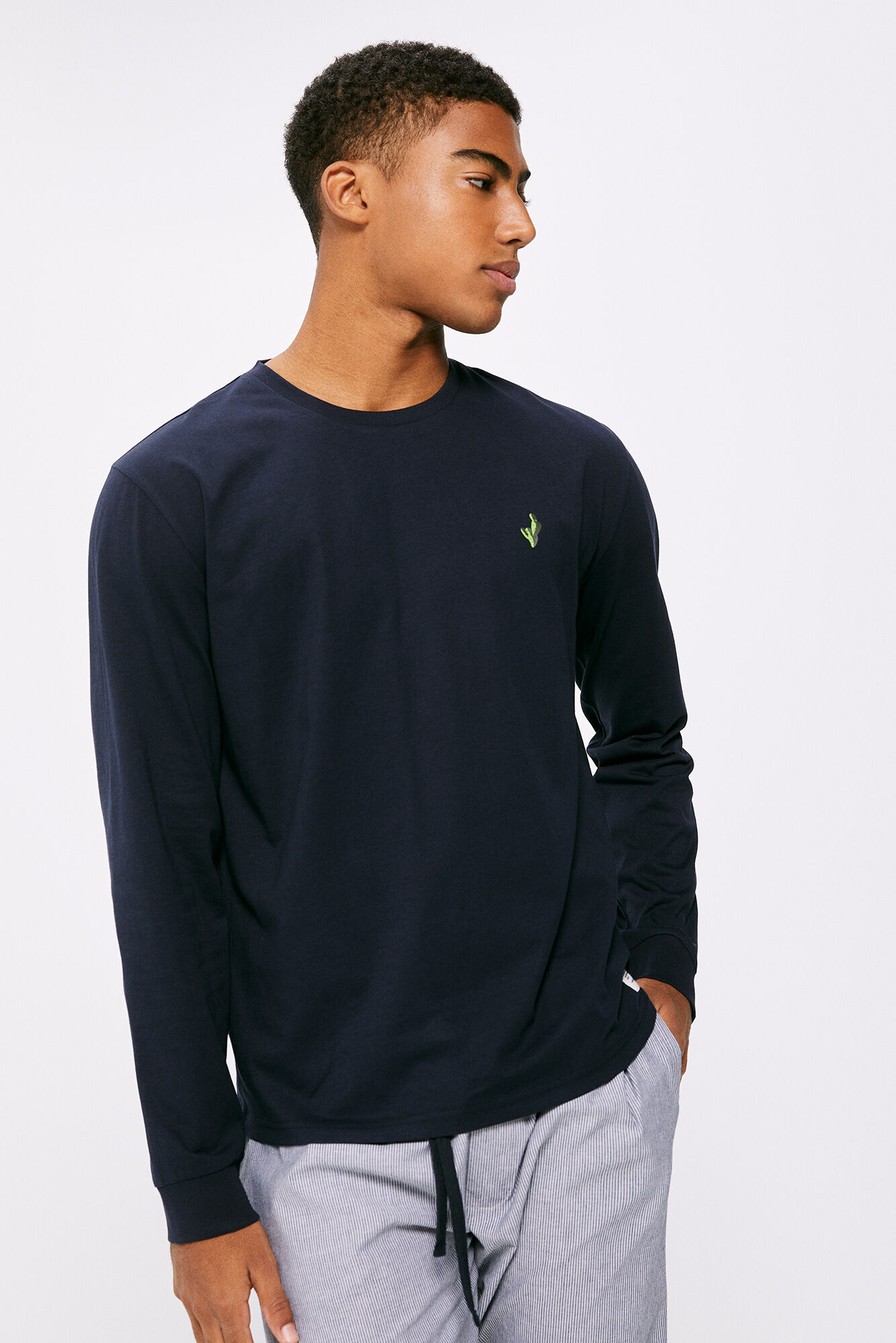 Calça comprida de pijama de lona - azul marinho
