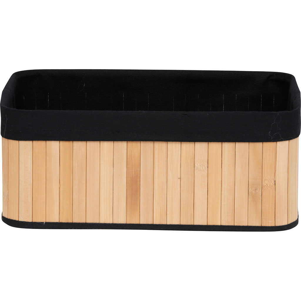 Corbeille à linge rectangulaire bambou noir 37x15x25cm