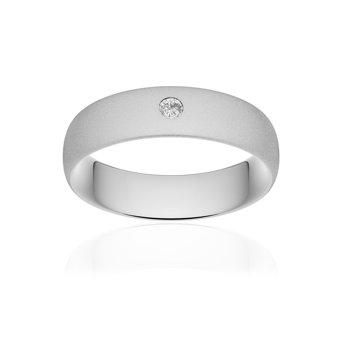 Alliance platine 950 sablé ruban confort 6 mm diamant brillant