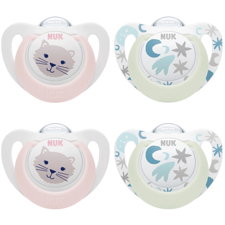 NUK Schnuller Star Day & Night , Gr. 1 in rosahellblau