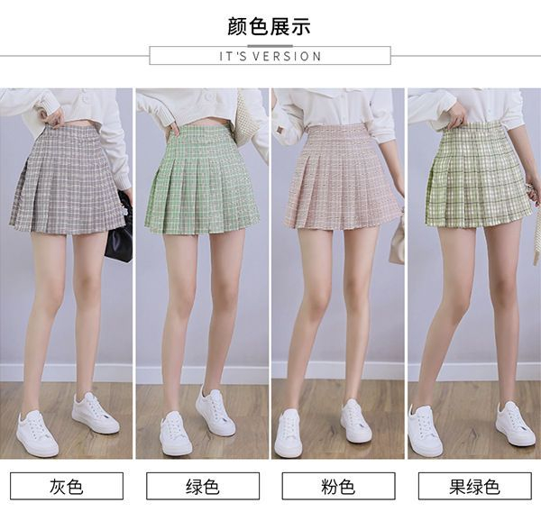 Niji Smile - Geplooide geruite rok met ingezette shorts