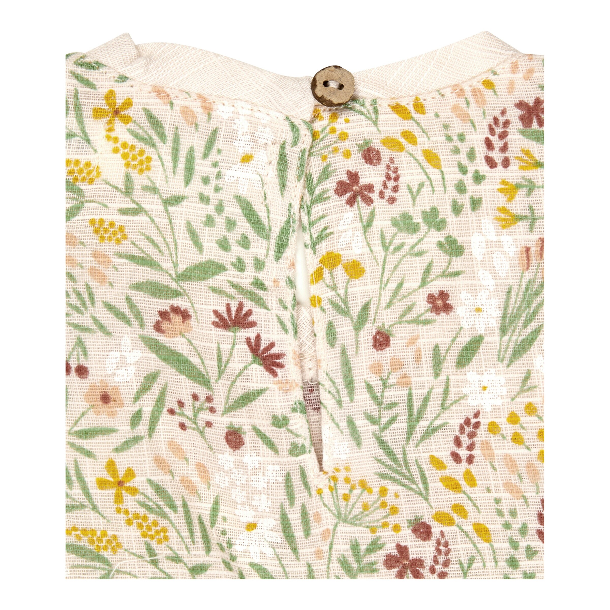 Sterntaler Kleid kurzarm Leinenoptik Blumen bunt