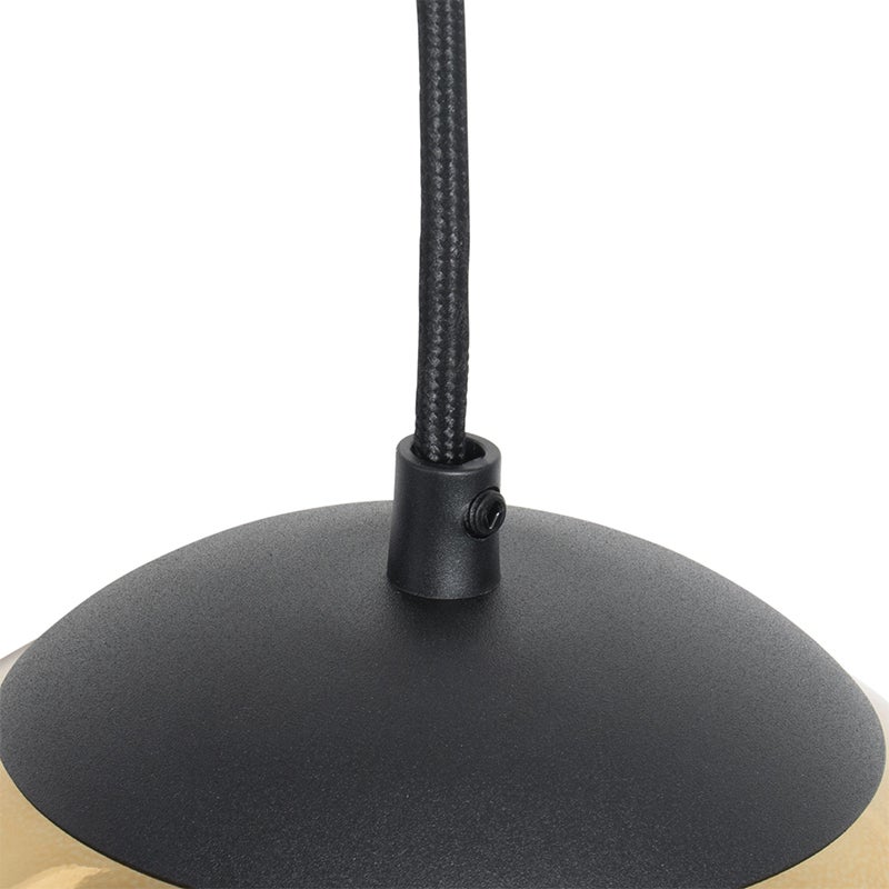 Art Deco hanglamp zwart met goudkleurig glas 20 cm - Pallon