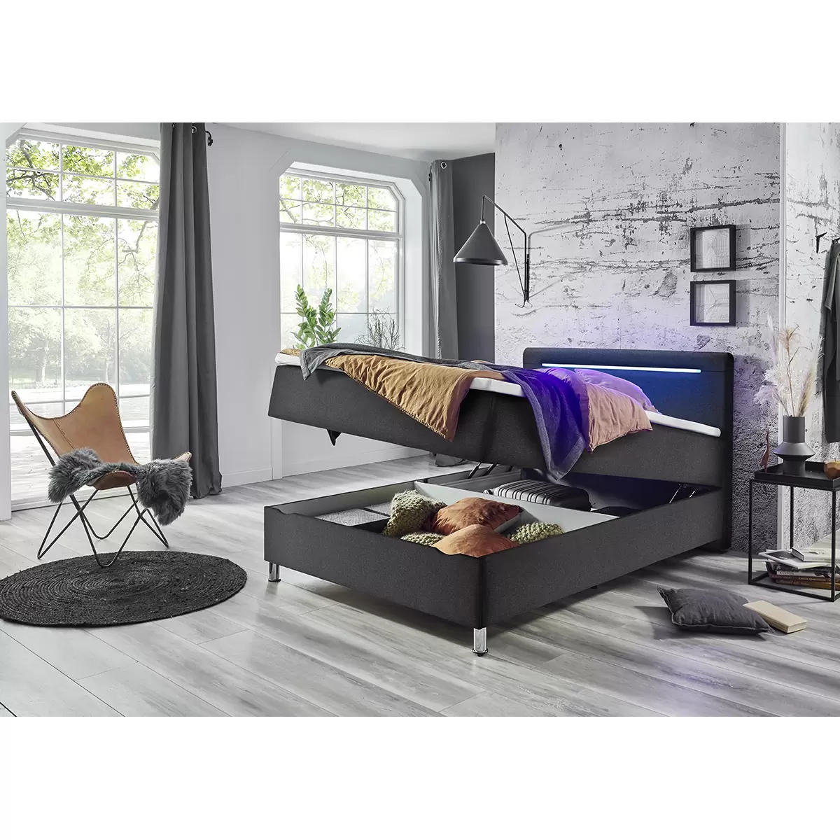 Boxbett Candela 140x200 Anthrazit