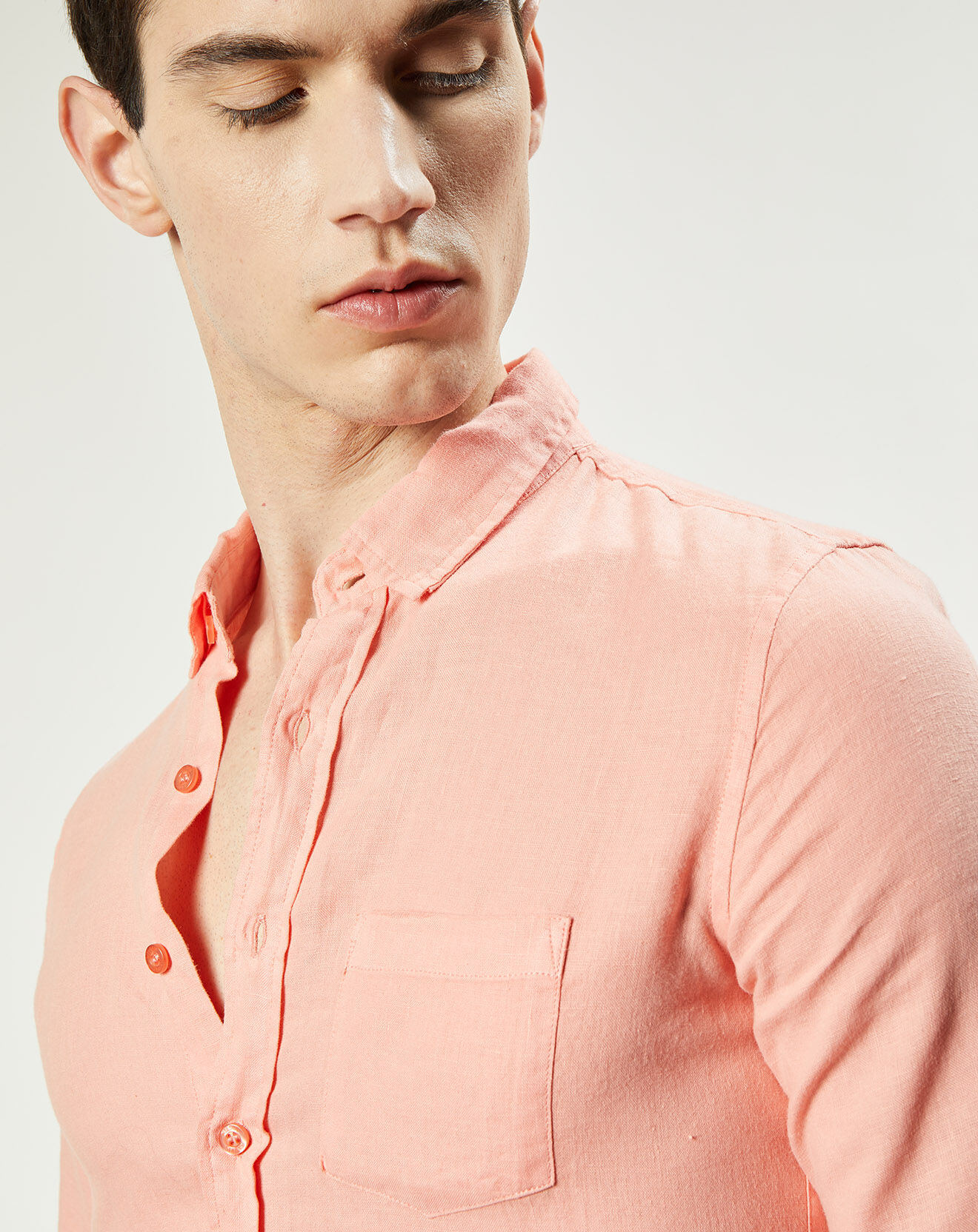 Harris Wilson Chemise slim 100% Lin Efesio goyave