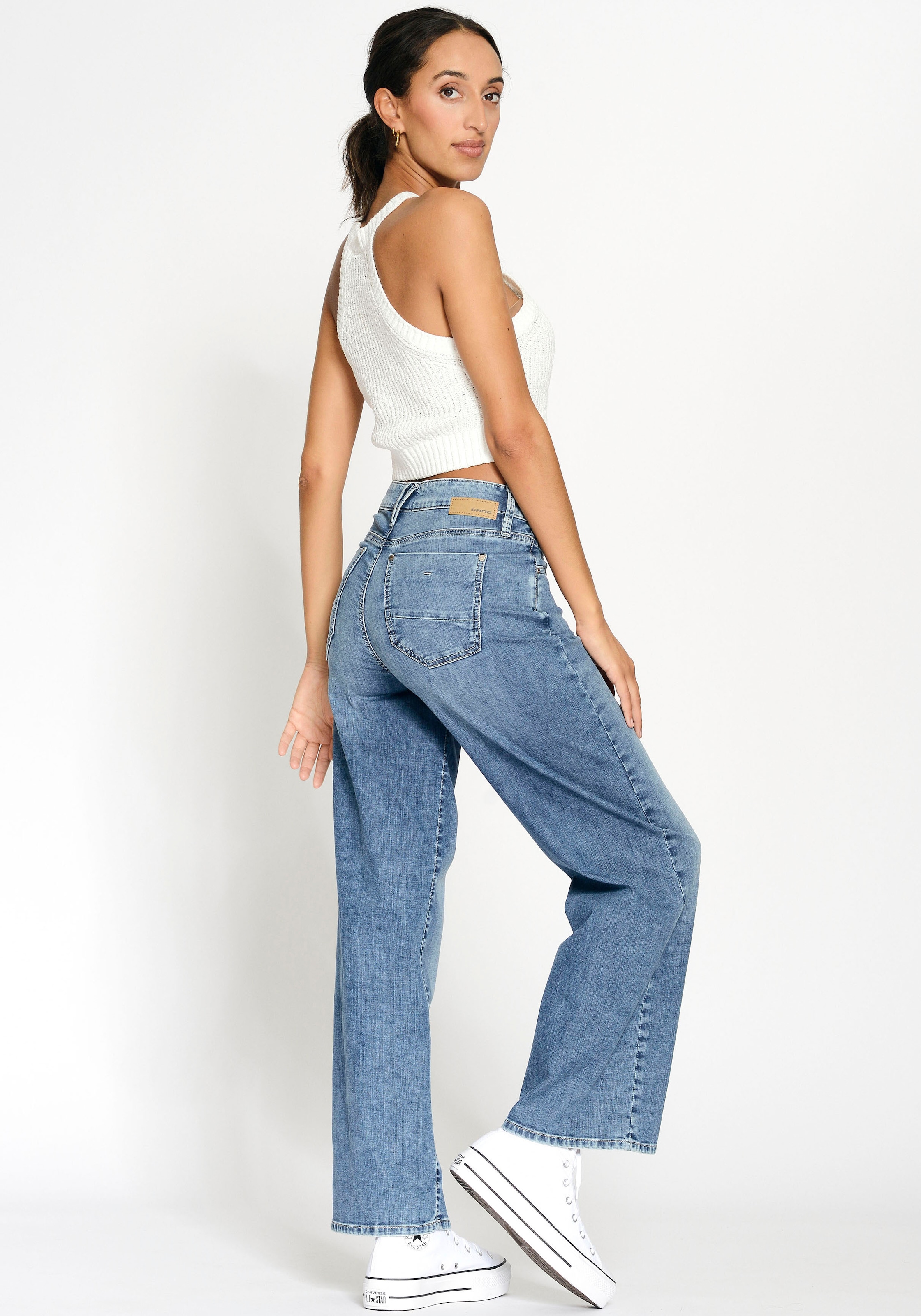 GANG Weite Jeans »94CARLOTTA«, weiter Fit im bodenlangen Palazzo-Style