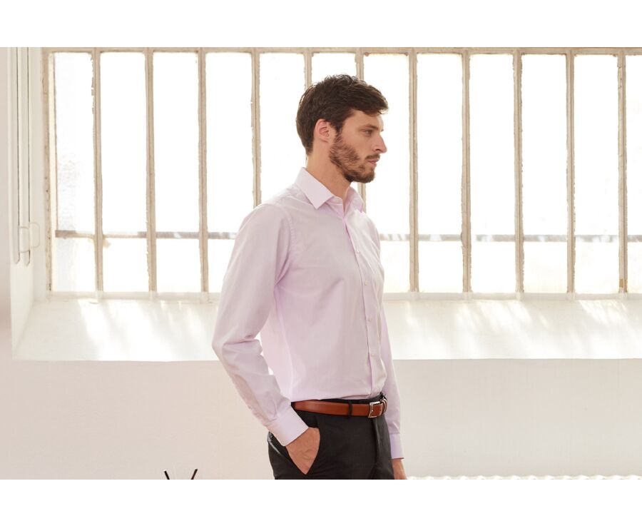 Chemise Rose Pâle en coton double fil - ALBERT CLASSIC