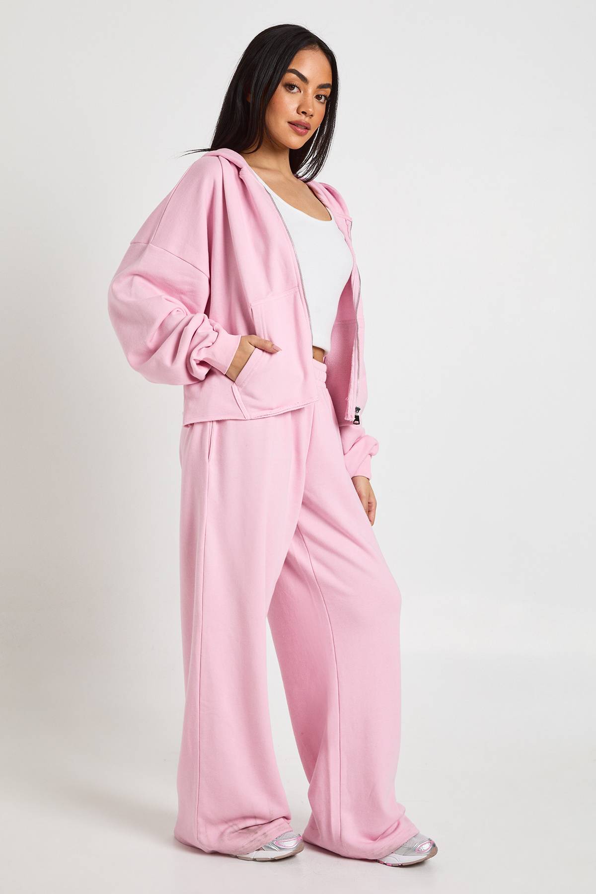 boohoo Ensemble De Jogging Jambe Droite À Ourlet Usé Effet Délavé