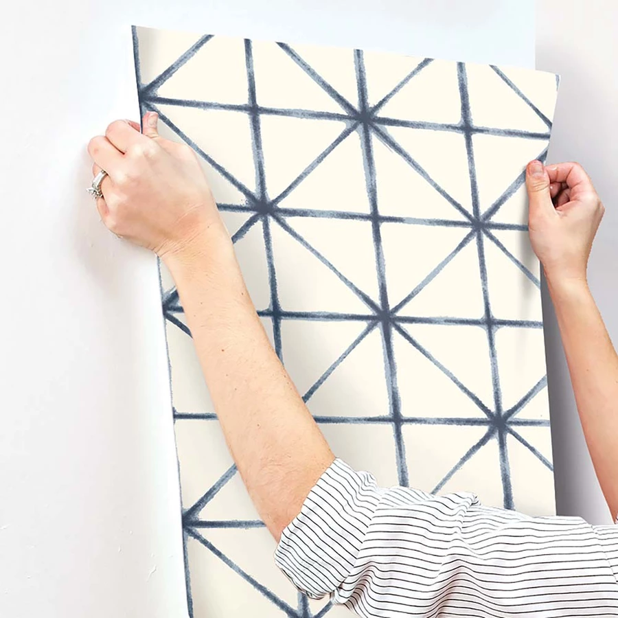 Room Mates PEEL & STICK Wallpaper - Moderne geometrische Linien Blau Mehrfarbig
