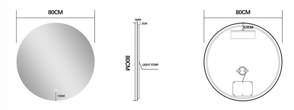 Fontana Proma badkamermeubel 80cm met zwarte waskom en LED spiegel beach eiken