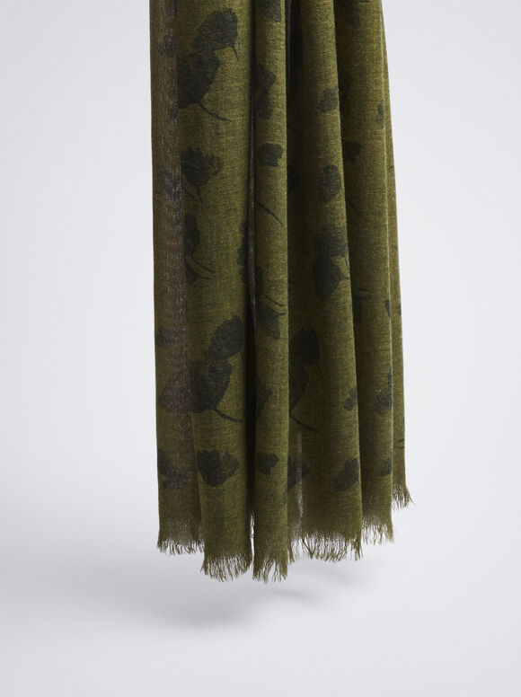 Lenço com estampa floral - Cáqui