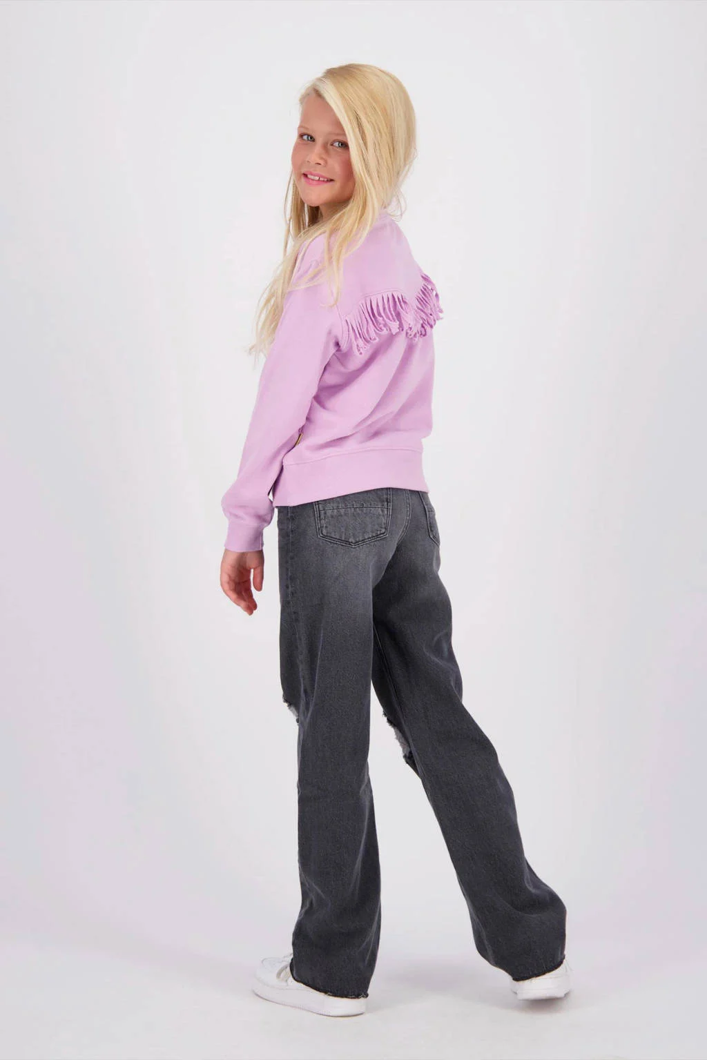 Vingino high waist wide leg jeans Cato Destroy black vintage