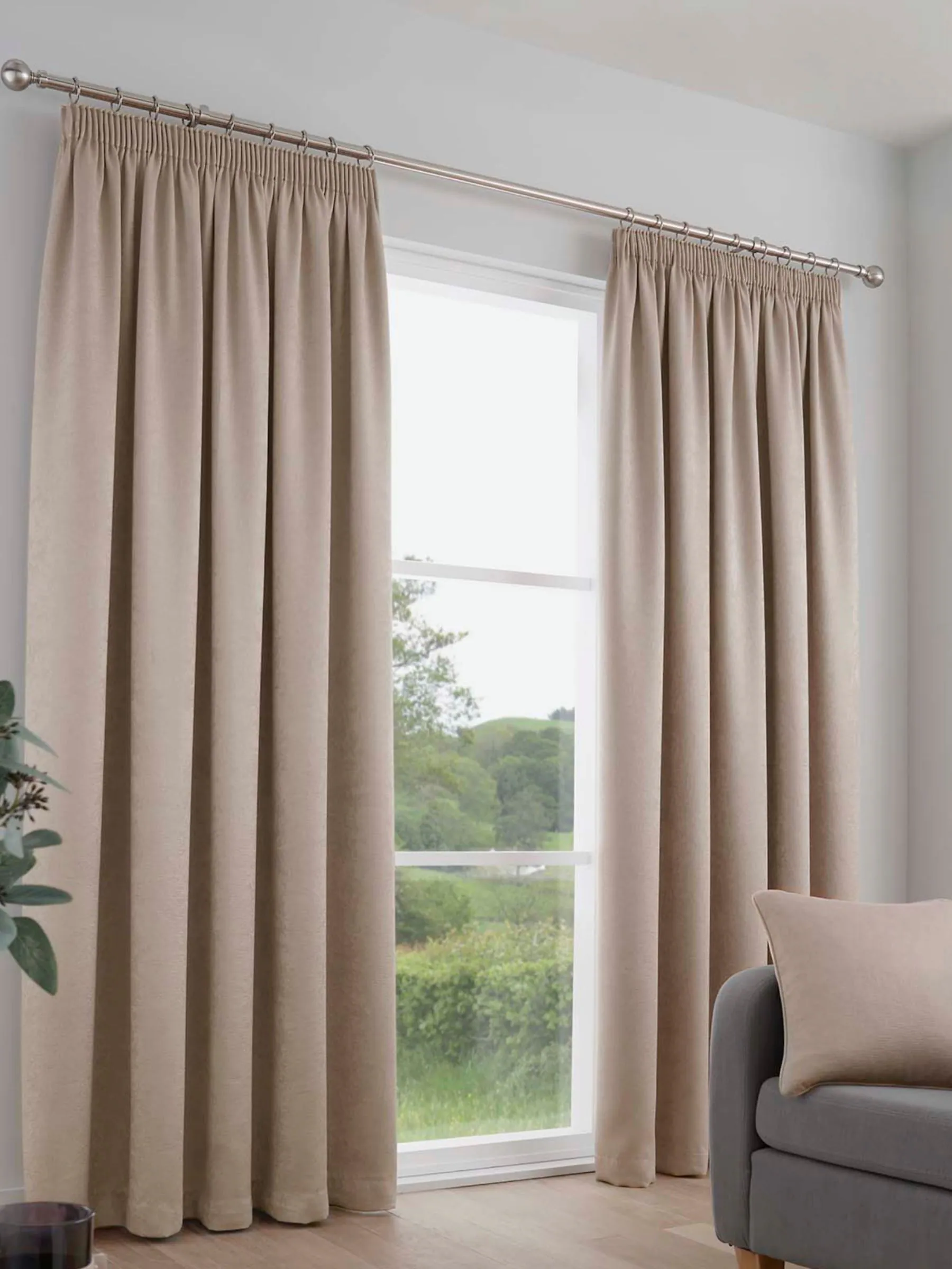 Fusion Galaxy Room Darkening Woven Pair of Pencil Pleat Curtains