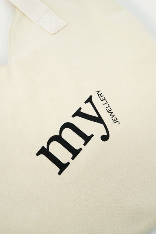 Beige hartjes tote bag