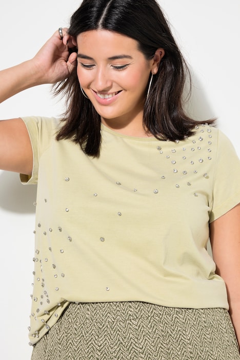 T-Shirt, Classic Shape, Vintage Look, Strass