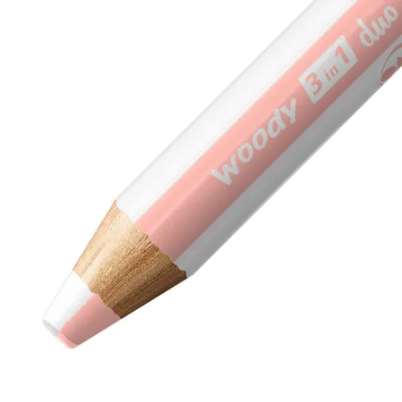 Duo Buntstift, Wasserfarbe & Wachsmalkreide - STABILO woody 3 in 1 duo - zweifarbige Mine - Einzelstift - weiß/apricot