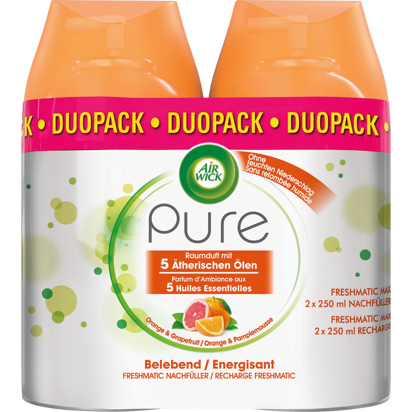 Air Wick Pure Automatisches Duftspray Freshmatic Max Nachfüller Orange & Granatapfel 2 x 250 ml