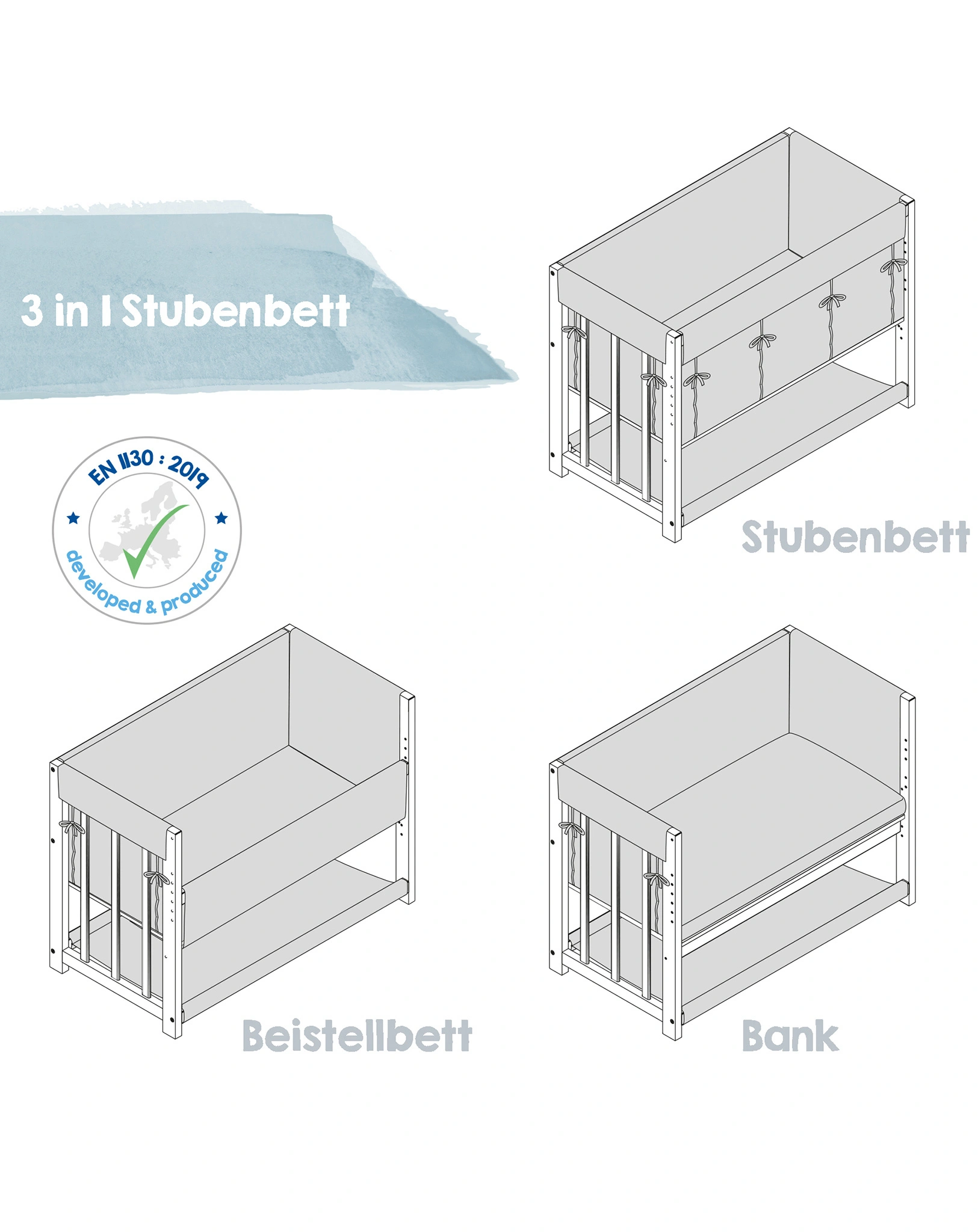 Beistellbett LITTLE STARS 3 in 1 Komplett-Set