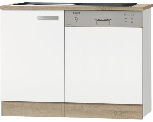 Optifit spoelbakkast inclusief spoelbak en vaatwasserpaneel voor half-geïntegreerde vaatwasser Zamora214 BxDxH 110x60x84,8 cm wit mat gedemonteerd scharnier omkeerbaar (links of rechts te monteren)