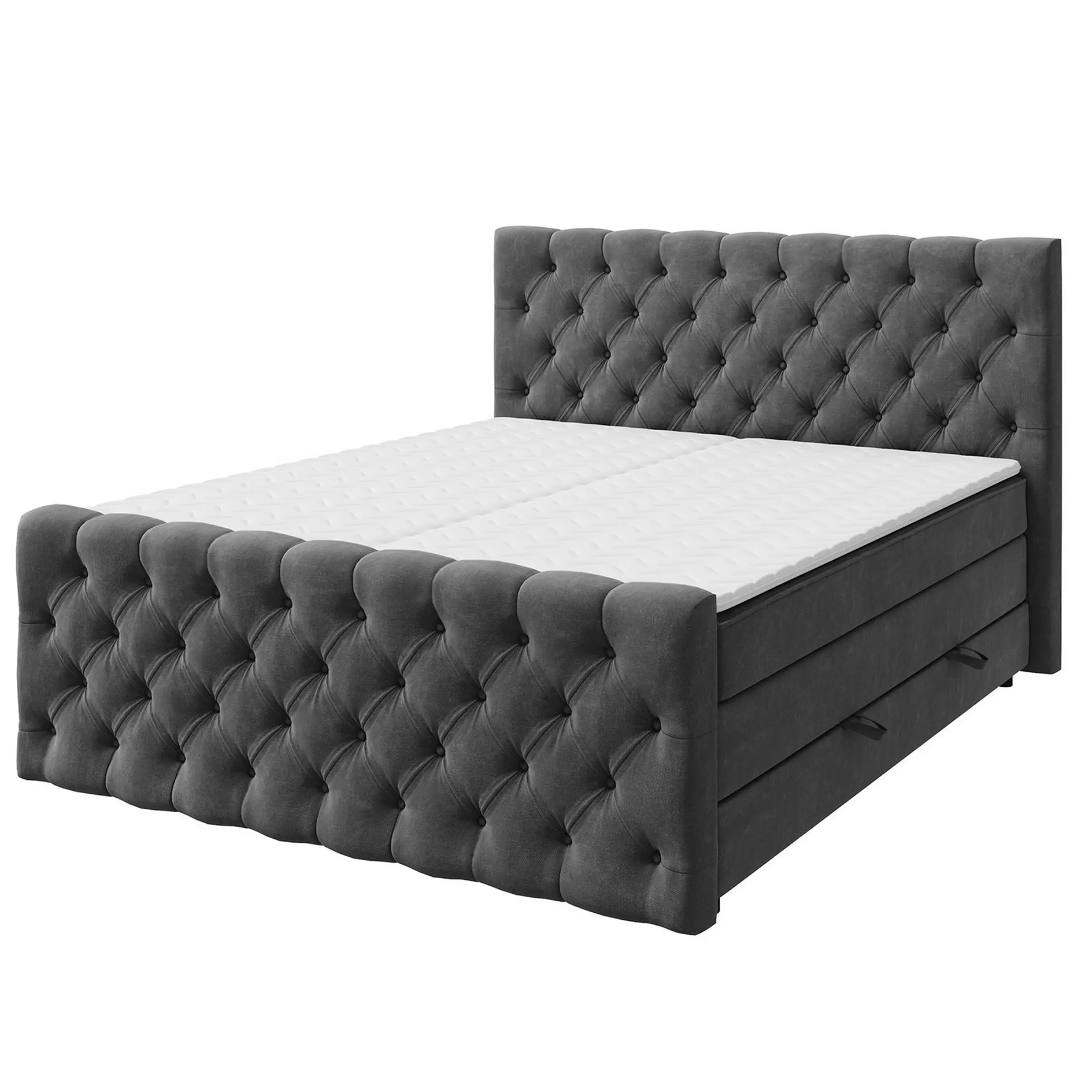 Boxspringbett - dunkelgrau - H3 - 140x200 cm