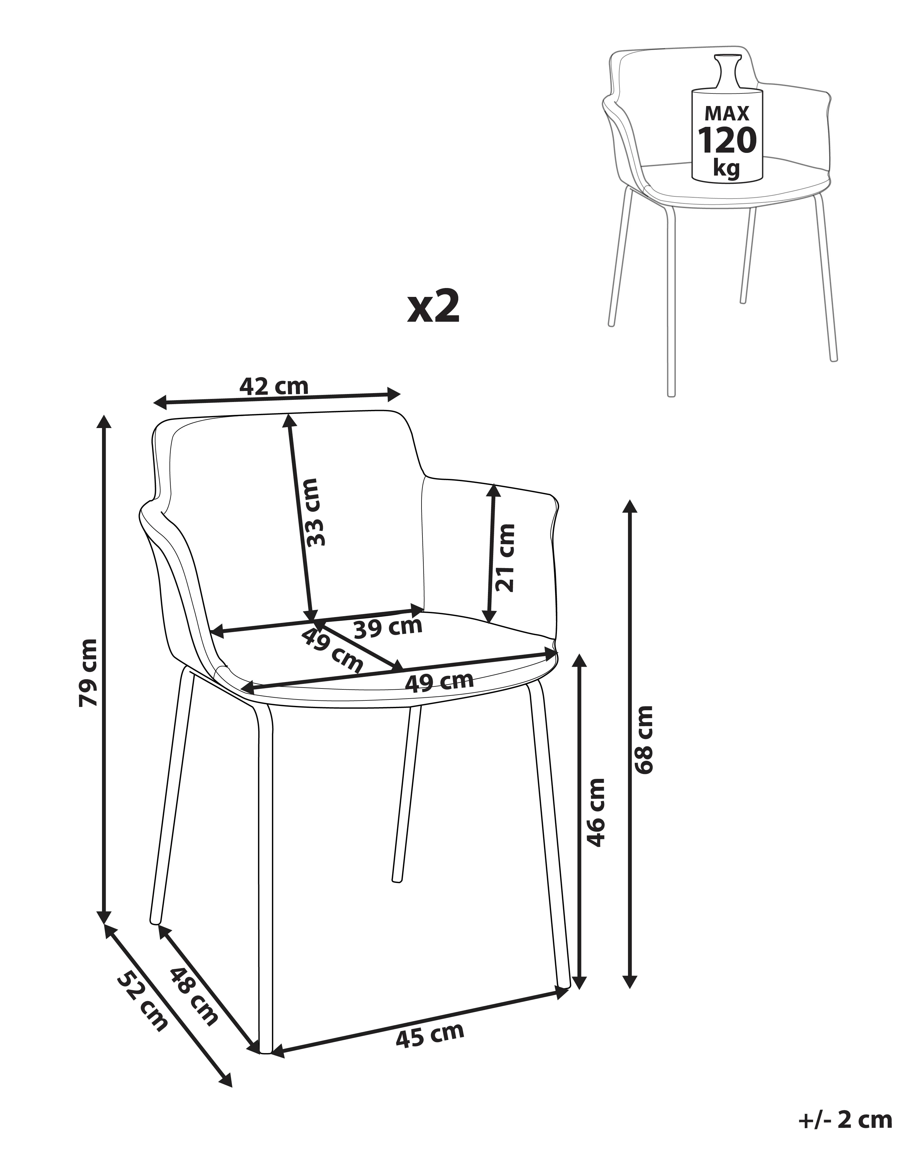 Set van 2 eetkamerstoelen BELFIELD Groen